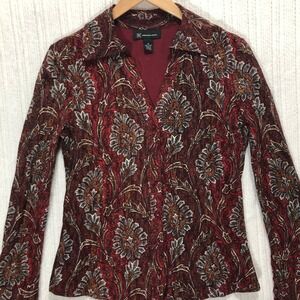 INC International Concepts Paisley Button Down Top Blouse Career Women's Size‎ M